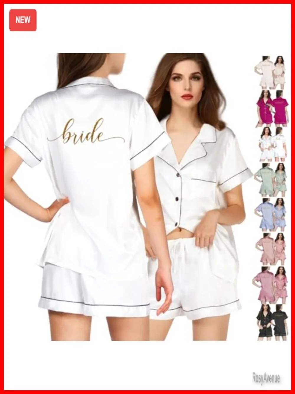 Floral Bridesmaid Pajama Set 2 Pcs Silk Satin Pjs Silky Pajamas